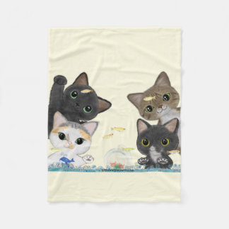Medaka Katzen Fleecedecke