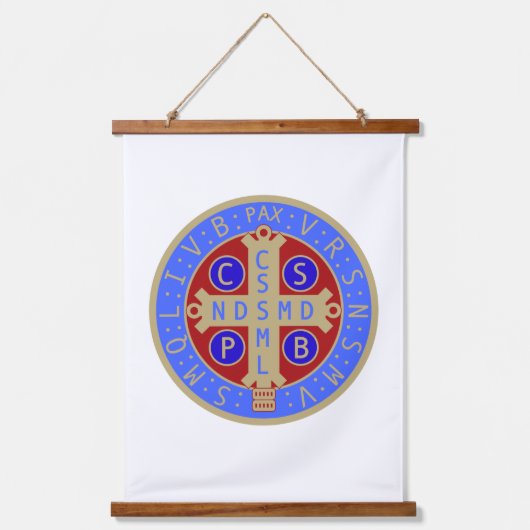 Medal of St. Benedict Tapestry Wandteppich Mit Holzrahmen (Vorderseite)