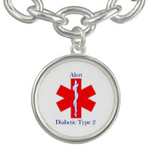 MedAlert Diabetes Round Charm, Silver Plated