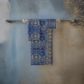 Medallien, Motifs Blue Gold Viktorianisch Silber Badhandtuch Set