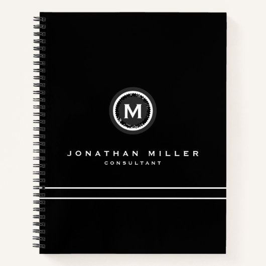 Medallion beruflich Black Monogram Notizblock (Vorderseite)