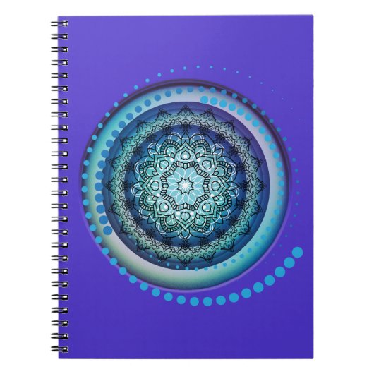 Medallion Blue Lila Green Design Spiral Notebook Notizblock (Vorderseite)