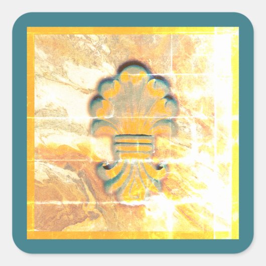 Medallion des blauen Ozeans Quadratischer Aufkleber (Vorderseite)