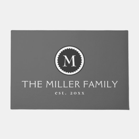 Medallion | Grau und Weiß Fußmatte (Vorderseite)