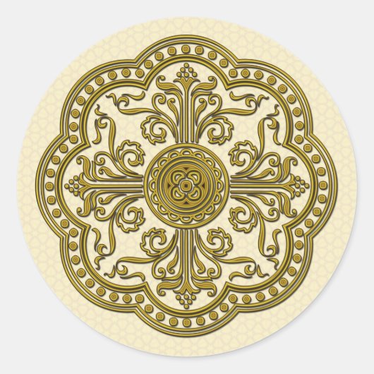 Medallion im Barockstil aus antikem Gold Runder Aufkleber (Vorderseite)