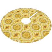 Medallion in Mustard Golden Yellow Batik Pattern Polyester Weihnachtsbaumdecke (Schrägansicht)