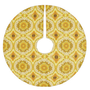 Medallion in Mustard Golden Yellow Batik Pattern Polyester Weihnachtsbaumdecke