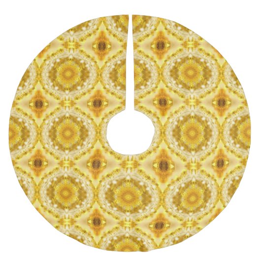 Medallion in Mustard Golden Yellow Batik Pattern Polyester Weihnachtsbaumdecke (Vorderseite)