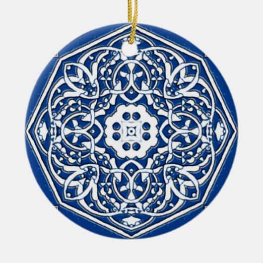 Medallion in persischem Fliesenmuster - Blau und W Keramik Ornament (Vorne)