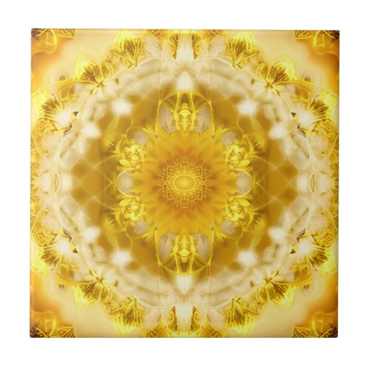 Medallion Muster in Mustard Yellow Batik Muster Fliese (Vorderseite)