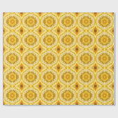 Medallion Muster in Mustard Yellow Batik Muster Geschenkpapier (Flach)