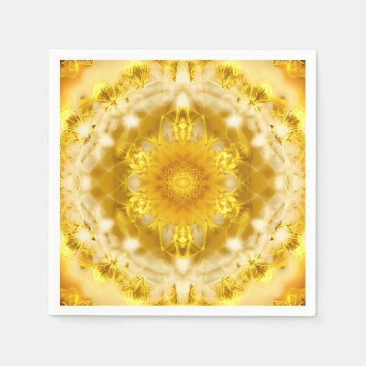 Medallion Muster in Mustard Yellow Batik Muster Serviette (Vorderseite)