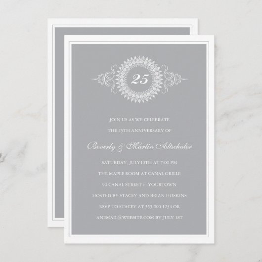 Medallion-Party Einladung zum SilberJahrestag (Vorne/Hinten)