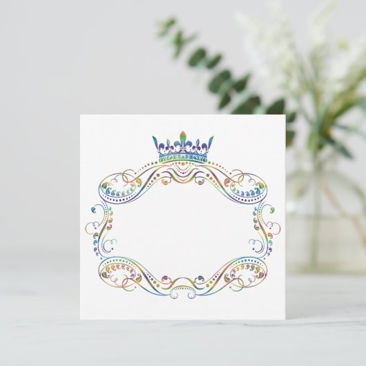 Medallion Rahmen mit Kroneneinladung Einladung (Stehend Vorderseite)