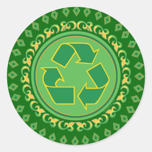 Medallion Recycle Sign Runder Aufkleber (Vorderseite)