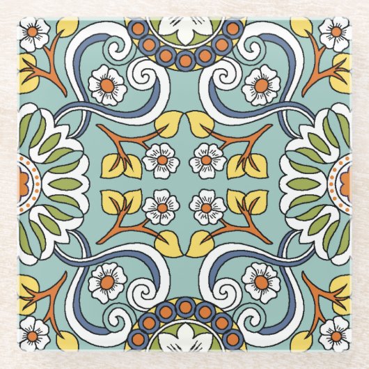 Medallion Türkisches Vintages Muster Glasuntersetzer (Vorderseite)