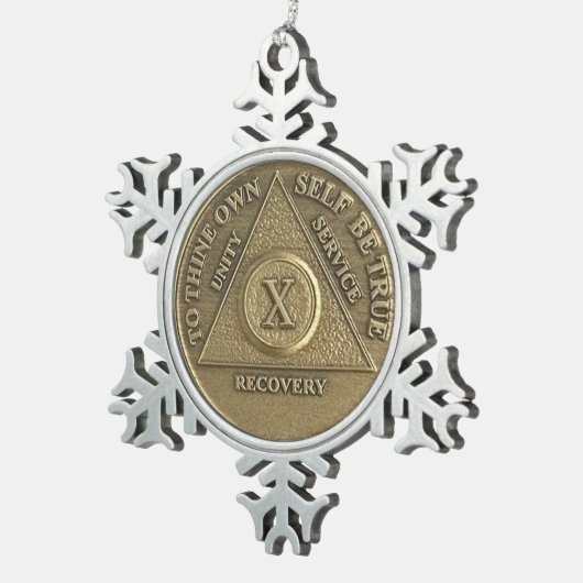 Medallion zum 10-jährigen Jubiläum Schneeflocken Zinn-Ornament (Rechts)