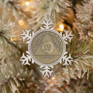 Medallion zum 15-jährigen Jubiläum Schneeflocken Zinn-Ornament