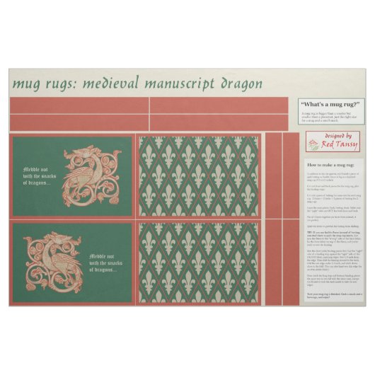 "Meddle not" Dragon DIY Tasse Rugs Stoff (Fat Quarter (45,7 x 55,9 cm))