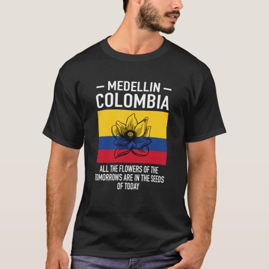 Medellin Colombia Blume Flag T-Shirt (Vorderseite)