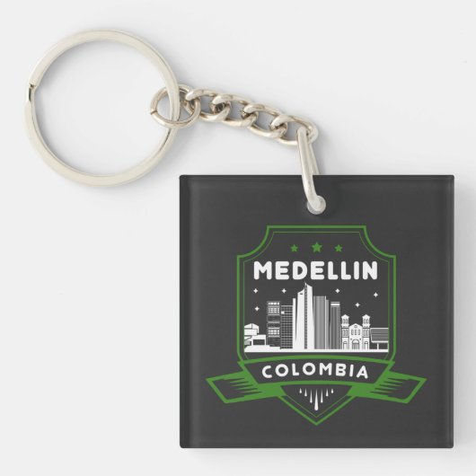 Medellin Colombia Skyline Acrylic Schlüsselanhänge Schlüsselanhänger (Vorderseite)