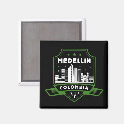Medellin Colombia Skyline Akryllische Wandkunst Magnet (Vorderseite/Rückseite)