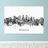 Medellin Colombia Skyline BW Leinwanddruck (Insitu (Holzboden))