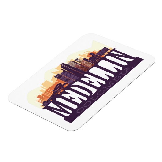 Medellin Colombia Skyline City Souvenir Magnet (Linke Seite)