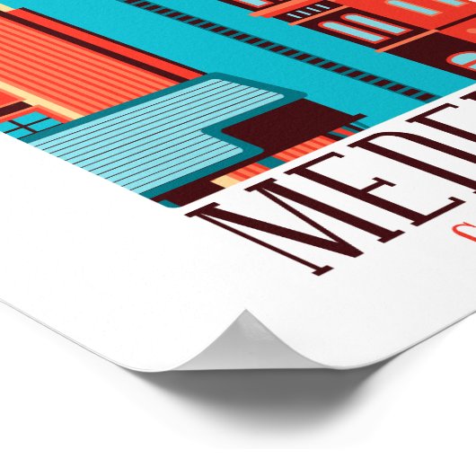 Medellin Colombia Vintag Cityscape Poster (Ecke)