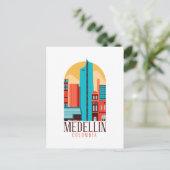 Medellin Colombia Vintag Cityscape Postkarte (Stehend Vorderseite)