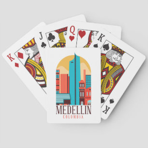 Medellin Colombia Vintag Cityscape Spielkarten