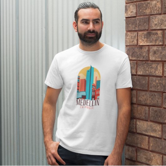 Medellin Colombia Vintag Cityscape T-Shirt