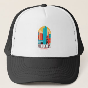 Medellin Colombia Vintag Cityscape Truckerkappe