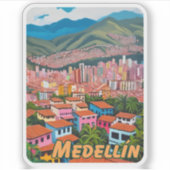 Medellin Colombia Watercolor Aufkleber (Vorderseite)