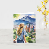 Medellin Colombia Watercolor Karte (Gelbe Blume)