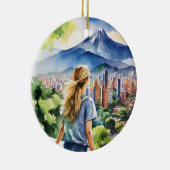 Medellin Colombia Watercolor Keramik Ornament (Rechts)