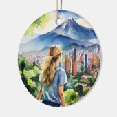 Medellin Colombia Watercolor Keramik Ornament (Links)
