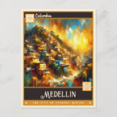 Medellín, Kolumbien | Vintage Malerei Postkarte (Vorderseite)
