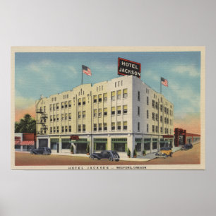 Medford, Ansicht Oregons - Hotel-Jackson mit altem Poster
