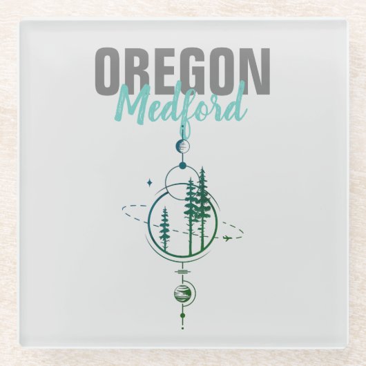 Medford Oregon Geometric Trees Glasuntersetzer (Vorderseite)