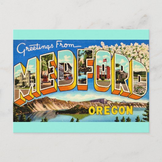 Medford Oregon Vintag Greeting Postkarte (Vorderseite)