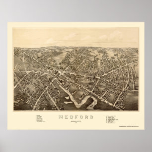 Medford, panoramische Karte MAs - 1880 Poster