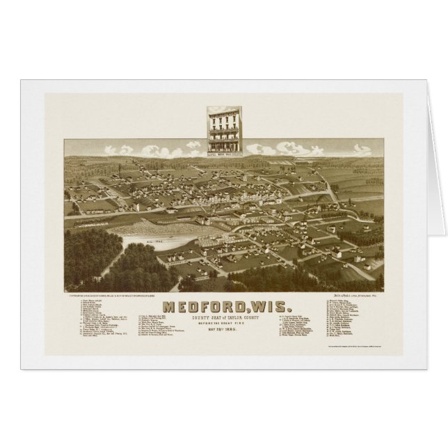 Medford, panoramische Karte WI - 1885 (Vorderseite (Horizontal))