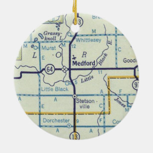 Medford WI Map Keramik Ornament