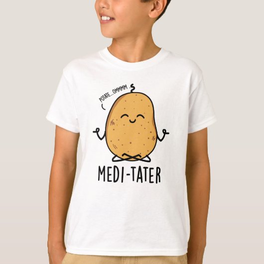 Medi-tater Funny Meditating Potato Pub T-Shirt (Vorderseite)