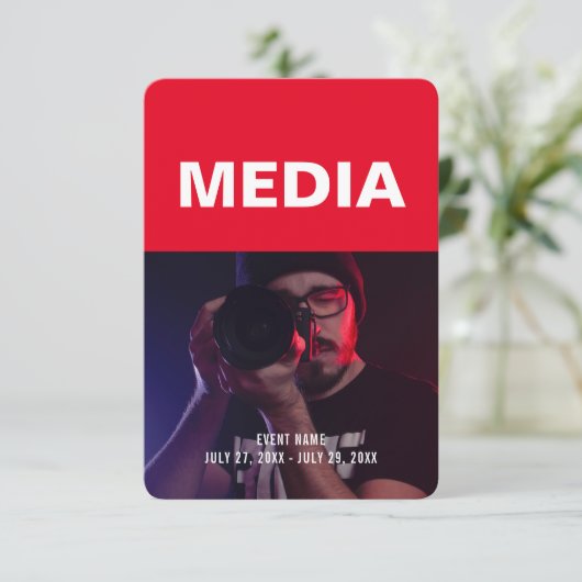 Media All Access Pass Event-ID Abzeichen 3.5" x 5" Einladung (Stehend Vorderseite)
