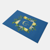 Median Lemon Monogram New Zuhause Blue Fußmatte (Schrägansicht)
