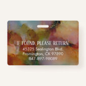 Medianes Foto ID Floral Abstrakt Ausweis (Rückseite)