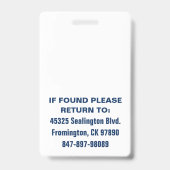 Medianes Foto ID Red White and Blue Ausweis (Rückseite)