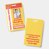 Medianes Foto ID Retro Orange und Gelb Ausweis (Vorder- & Rückseite)